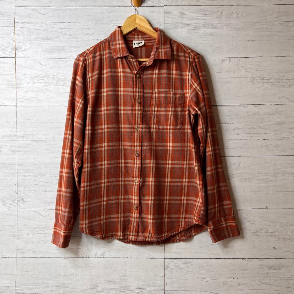 Pact Shirt Mens Size Small Fireside Spice Plaid Flannel 100% Organic Cotton